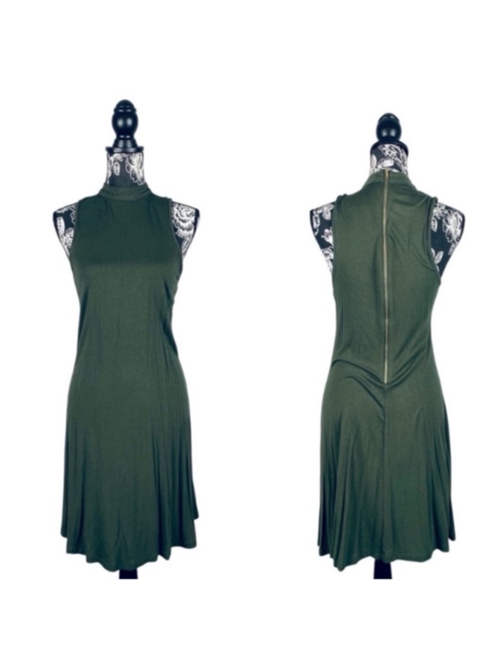 5 for $25 Signature Collection olive green high neck midi dress size small